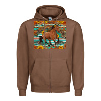 Chestnut galloping horse aztec sunflower Zipper Hoodie - Artiststas
