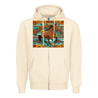 Sandshell galloping horse aztec sunflower Zipper Hoodie - Artiststas