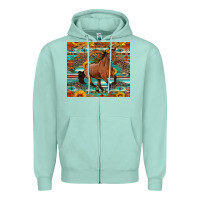 Galloping Horse Aztec Sunflower Zipper Hoodie | Teevron