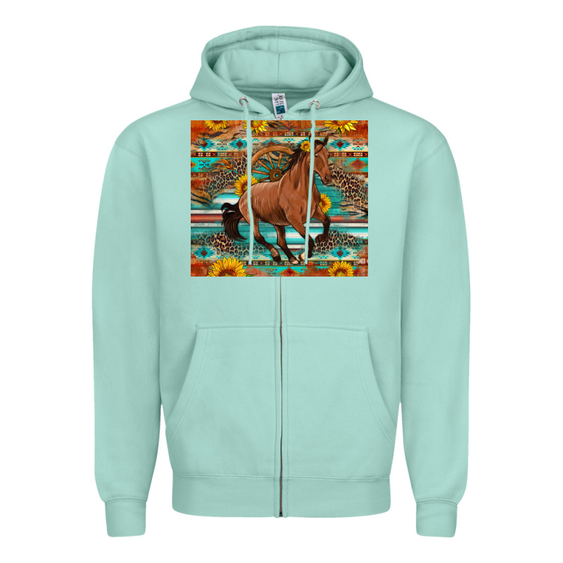 Galloping Horse Aztec Sunflower Zipper Hoodie by Artiststas | Teevron
