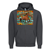 Smoke galloping horse aztec sunflower Zipper Hoodie - Artiststas