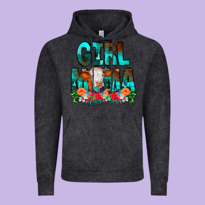 Girl Mama Flowers Cow Vintage Hoodie Designed By Cowcowdesign