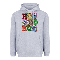 Heather Grey ho ho ho stitch Heavyweight Hoodie - AdoDesignShop