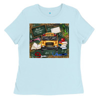 Baby Blue school bus back to school Ladies Tee - texasbilliewilder