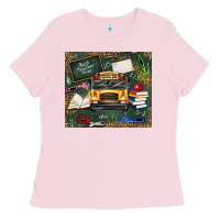 Bubblegum Pink school bus back to school Ladies Tee - texasbilliewilder