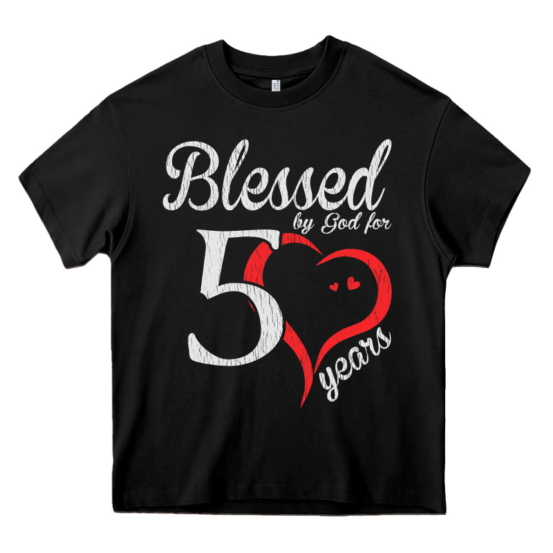 Vintage 50th Birthday Blessed By God For 50 Years Birthday Heavy Core Tee by longCreatives | Teevron