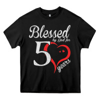 Black Vintage 50th Birthday Blessed By God For 50 Years Birthday Heavy Core Tee - longCreatives