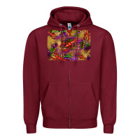 Burgundy mardi gras crawfısh leopard wood and glitter background Zipper Hoodie - Artiststas