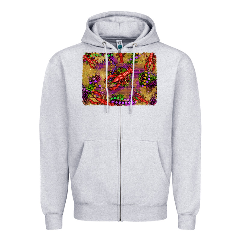 Mardi Gras Crawfısh Leopard Wood And Glitter Background Zipper Hoodie by Artiststas | Teevron