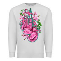 Dove Grey cancer boxing gloves with ribbon Premium Sweatshirt - AdoDesignShop