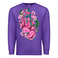 Purple cancer boxing gloves with ribbon Premium Sweatshirt - AdoDesignShop