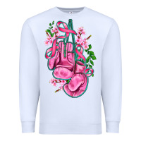 White cancer boxing gloves with ribbon Premium Sweatshirt - AdoDesignShop