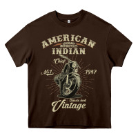 Chocolate Brown Vintage American Motorcycle Indian for Old Biker Gifts Heavy Core Tee - longCreatives
