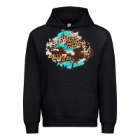 Black cowhide leopard turquoise patch Urban Hoodie - AdoDesignShop