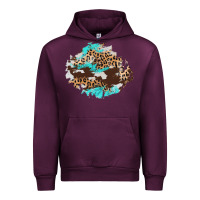 Mauve Wine cowhide leopard turquoise patch Urban Hoodie - AdoDesignShop