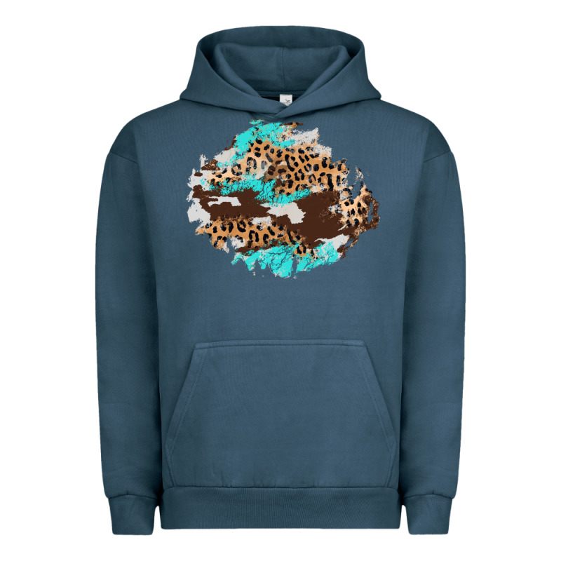 Cowhide Leopard Turquoise Patch Urban Hoodie by AdoDesignShop | Teevron