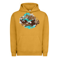Pigment Peanut Butter cowhide leopard turquoise patch Urban Hoodie - AdoDesignShop