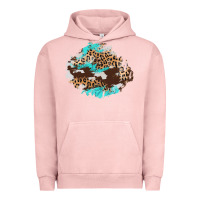 Pigment Salmon cowhide leopard turquoise patch Urban Hoodie - AdoDesignShop