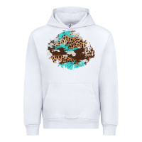 White cowhide leopard turquoise patch Urban Hoodie - AdoDesignShop