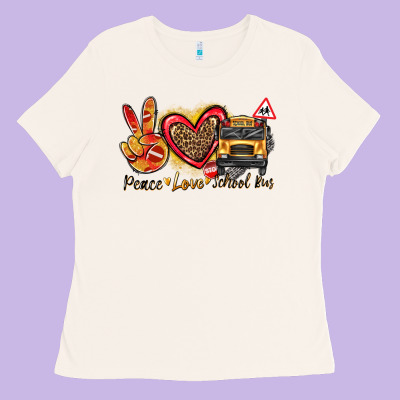 Peace Love School Bus Ladies Tee Designed By Texasbilliewilder