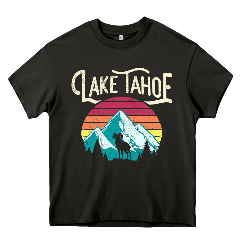 Vintage Lake Tahoe Mountains Retro T Heavy Core Tee by longCreatives | Teevron