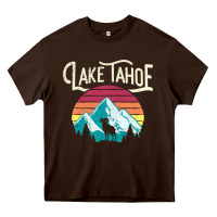Chocolate Brown Vintage Lake Tahoe Mountains Retro T Heavy Core Tee - longCreatives