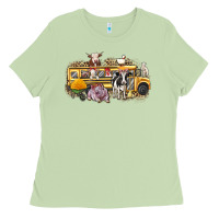 Matcha farm animals school bus Ladies Tee - texasbilliewilder