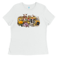 White farm animals school bus Ladies Tee - texasbilliewilder