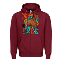 Burgundy roam free galloping Zipper Hoodie - Artiststas