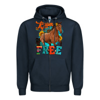 Navy roam free galloping Zipper Hoodie - Artiststas