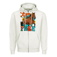 Oatmeal Heather roam free galloping Zipper Hoodie - Artiststas