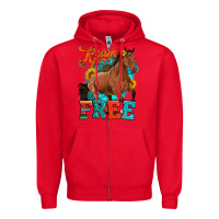 Red roam free galloping Zipper Hoodie - Artiststas