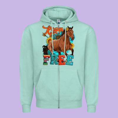 Roam Free Galloping Zipper Hoodie Designed By Artiststas