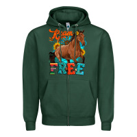 Sports Green roam free galloping Zipper Hoodie - Artiststas