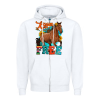 White roam free galloping Zipper Hoodie - Artiststas