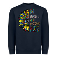 Navy autism sunflower Heavyweight Sweatshirt - CowhideDigitalArt
