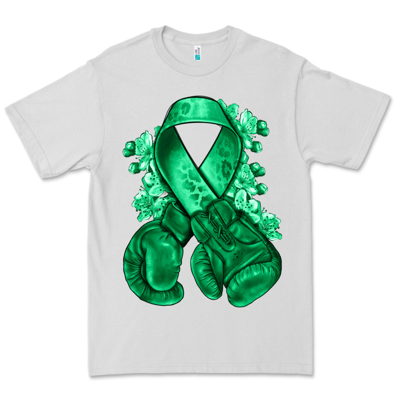 Emerald Green Ribbon Liver Cancer Boxing Gloves Premium Tee by NancyCooperArtShop | Teevron