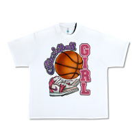 White Basketball girl Urban Heavy Tee - HowdyJamesFarm