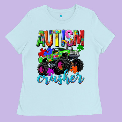 Autism Awareness Crusher Ladies Tee Designed By Nancycooperartshop