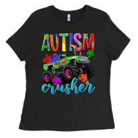 Black Autism Awareness crusher Ladies Tee - NancyCooperArtShop