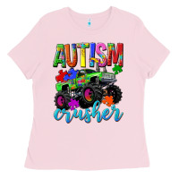 Bubblegum Pink Autism Awareness crusher Ladies Tee - NancyCooperArtShop