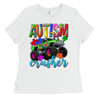 White Autism Awareness crusher Ladies Tee - NancyCooperArtShop