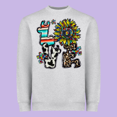 Love Autism Heavyweight Sweatshirt Designed By Cowhidedigitalart