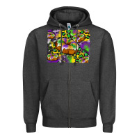 Charcoal Heather mardi gras cake glitterleopard and cowhide background Zipper Hoodie - Artiststas