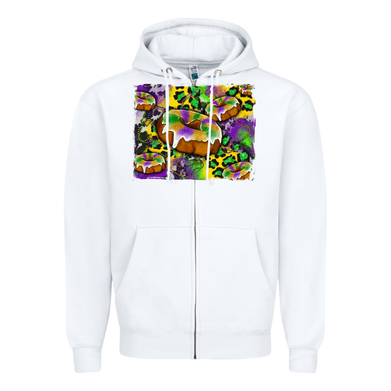 Mardi Gras Cake Glitterleopard And Cowhide Background Zipper Hoodie by Artiststas | Teevron