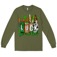 Army Green St. Patrick's Forget luck give me beer Long Sleeve Tee - OliviaCreatesArt