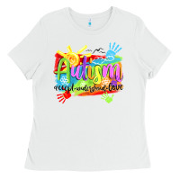 White Autism accept understand love Ladies Tee - NancyCooperArtShop