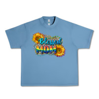 Pebble Blue Blessed mom Urban Heavy Tee - CowGirlArtShop