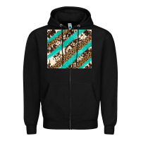 Black turquoise glitter leopard and cowhide Zipper Hoodie - Artiststas