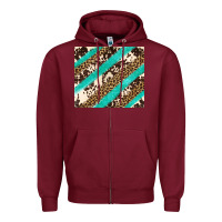 Burgundy turquoise glitter leopard and cowhide Zipper Hoodie - Artiststas